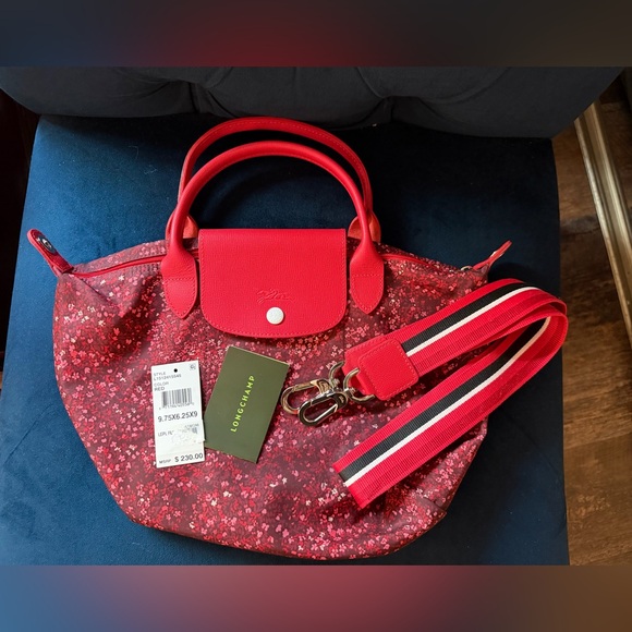 Longchamp Red Floral Tote Bag - Picture 7 of 7